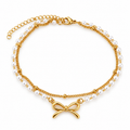 Double Layer Pearl & Bow Anklet